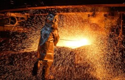 A worker supervises a nickel matte furnace at PT Vale Indonesia's nickel plant. Indonesia plans to shorten mining production quotas to one year from three years. Source: Hariandi Hafid/SOPA Images/LightRocket via Getty Images.